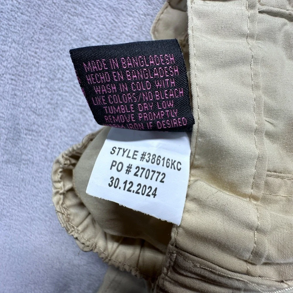NYC Cargo Pants Girls Medium 12 Beige Cotton Utility Outdoor Travel High Rise